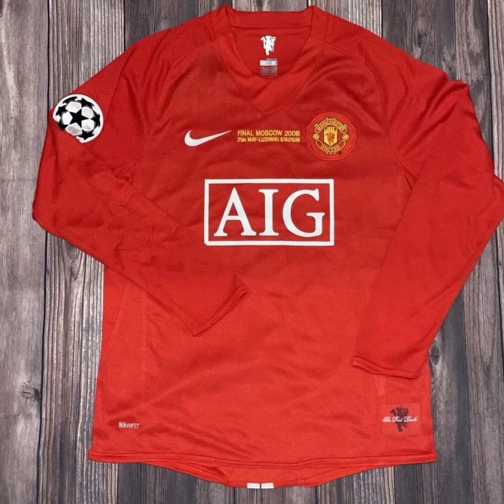 Cristiano Ronaldo #7 2008 UCL Final Manchester United Nike Long Sleeve Jersey
